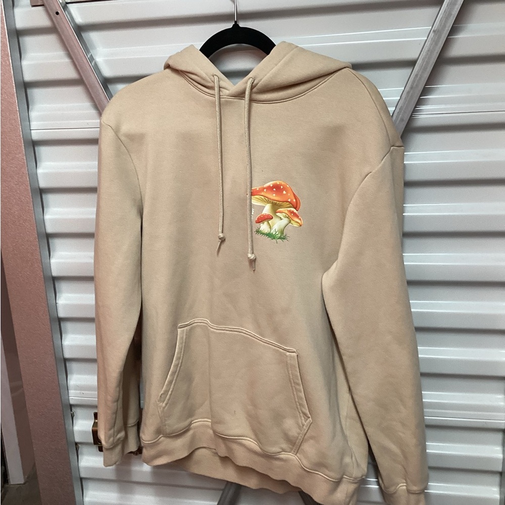 H&M Beige Hoodie with Mushroom Motif